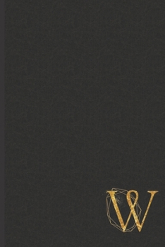 W: Professional Personalized Gold Initial W, Office or Home Journal with Dark Faux Leather-look Printed Cover