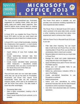 Paperback Microsoft Office 2013 Essentials (Speedy Study Guide) Book