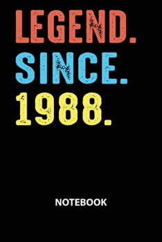 Legend Since 1988 Notebook: Birthday Year 1988 Gift For Men and Women Birthday Gift Idea -Blank Lined Journal