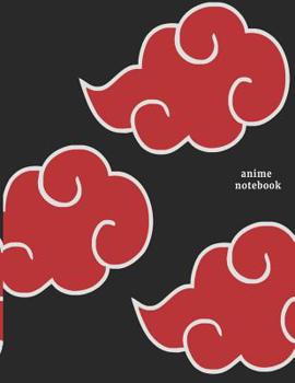 Paperback Anime Notebook: Akatsuki Clan Wide Ruled Composition Note Book Journal With Lined White Paper. Japanese Art Cartoon Manga Red Cloud. 1 Book