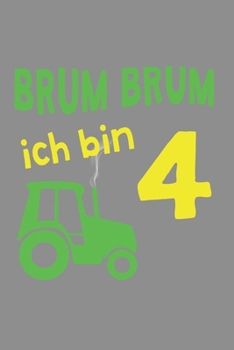 Notizbuch A5 (6X9zoll) Kariert 120 Seiten: Traktor T-Shirt 4. Geburstag Geschenk 4 Jahre Trecker