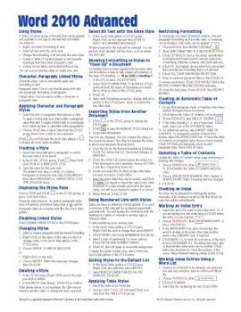 Microsoft Word 2010 Advanced Quick Reference Guide