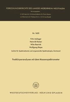 Paperback Festkörperanalysen Mit Dem Massenspektrometer [German] Book