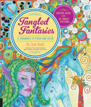Paperback Tangled Fantasies: 52 Drawings to Finish and Color Book