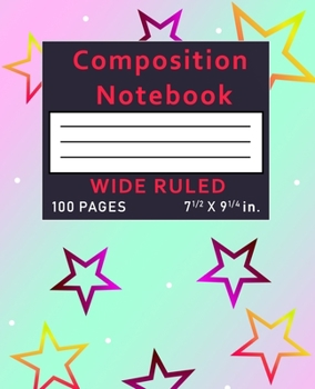 Paperback Composition Notebook Wide Ruled: Stars 100 Pages Book