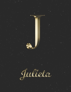 Paperback Julieta: 1 Year Daily Planner (12 Months) - Yellow Gold Effect Letter J Initial First Name - 2020 - 2021 - 365 Pages for Planni Book