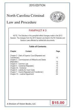 Paperback North Carolina Criminal Law And Procedure-Pamphlet # 3 Book
