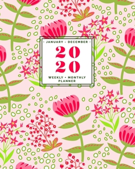 Paperback January - December - 2020 Weekly + Monthly Planner: Light + Hot Pink Tiny Florals - Pretty Calendar with Quotes - Agenda Organizer Book