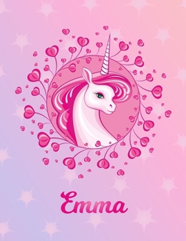 Paperback Emma: Unicorn Sheet Music Note Manuscript Notebook Paper - Magical Horse Personalized Letter R Initial Custom First Name Cov Book