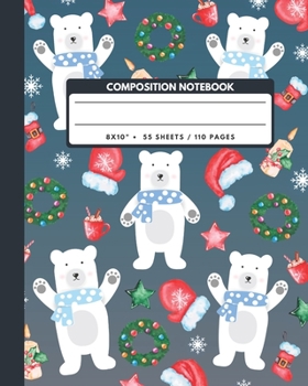 Paperback Composition Notebook: Polar Bear - Animals Exercise Book Journal, Back To School Gifts For Teens Girls Boys Kids Friends Students 8x10" 110 Book