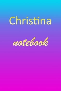 Christina: Blank Notebook | Wide Ruled Lined Paper Notepad | Writing Pad Practice Journal | Custom Personalized First Name Initial C Blue Purple Gold ... Homeschool & University Organizer Daybook