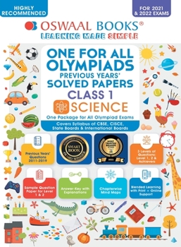 Paperback Oswaal One for All Olympiad Previous Years' Solved Papers, Class-1 Science Book (For 2021-22 Exam) Book