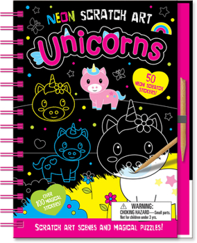 Hardcover Neon Scratch Art Unicorns Book