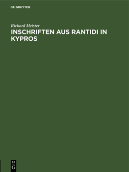 Hardcover Inschriften Aus Rantidi in Kypros [German] Book