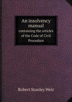 Paperback An insolvency manual containing the articles of the Code of Civil Procedure Book