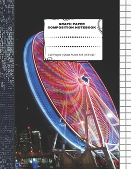 Paperback Graph Paper Composition Notebook: 110 Pages - Quad Ruled 4x4 - 8.5" x 11" Fireworks Large Notebook with Grid Paper - Math Notebook For Students Book