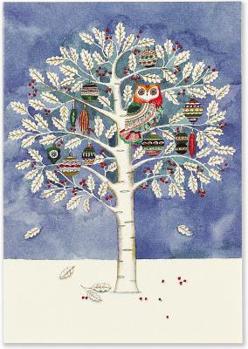 Owl in Tree Small Boxed Holiday Cards (Christmas Cards, Greeting Cards)