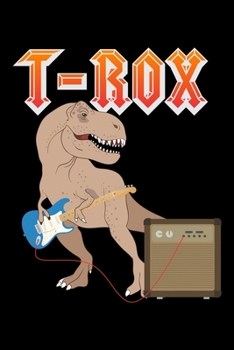 Notizbuch: T-Rox T-Rex Rockt Mit Gitarre Dino Musik Geschenk 120 Seiten, 6X9 (Ca. A5), Karomuster (German Edition)