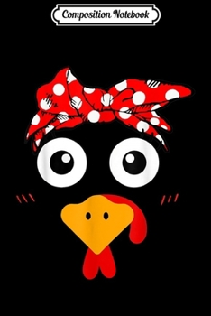 Composition Notebook: Turkey Face & Pink Headband Running Pilgrim Trot Funny Gift  Journal/Notebook Blank Lined Ruled 6x9 100 Pages