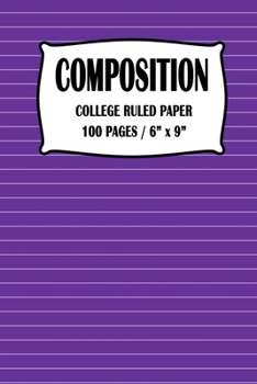 Paperback Composition College Ruled Paper Notebook: Purple Cover 100 pages 6 x 9 inch Book