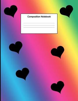 Composition Notebook: College Ruled Composition Book | Black Hearts Neon Cover