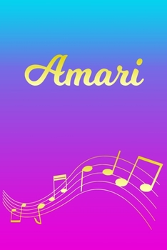 Amari: Sheet Music Note Manuscript Notebook Paper | Pink Blue Gold  Personalized Letter A Initial Custom First Name Cover | Musician Composer ... Notepad Notation Guide | Compose Write Songs