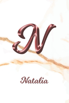 Paperback Natalia: Sketchbook - Blank Imaginative Sketch Book Paper - Letter N Rose Gold White Marble Pink Effect Cover - Teach & Practic Book