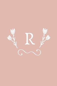 R: Monogram initial medium-lined notebook. Pink and white diary.