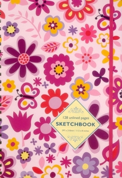 Spiral-bound Sketchbook: Pink Flowers: 128-Page Unlined Pages Book