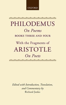 Hardcover Philodemus on Poems Books 3-4: With the Fragments of Aristotle on Poets Book