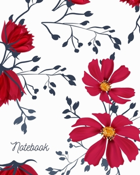 Notebook: College Ruled Composition Notebook : Stunning Red & Gray Floral Paperback Cover