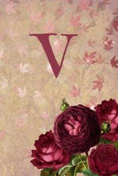 V: Initial roses floral line notebook jotter
