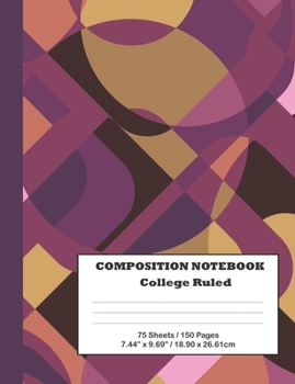 Paperback Composition Notebook: COLLEGE RULED - Purple Geometric Design Book