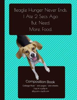 Funny Hungry Beagle Composition Notebook : College Ruled Writer's Notebook for School / Teacher / Office / Student [ Softback * Perfect Bound * Large ]