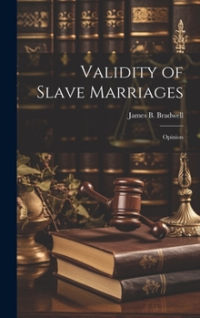 Hardcover Validity of Slave Marriages: Opinion Book