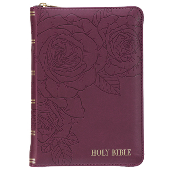 Leather Bound KJV Bible Compact Faux Leather Merlot W/Zipper Book