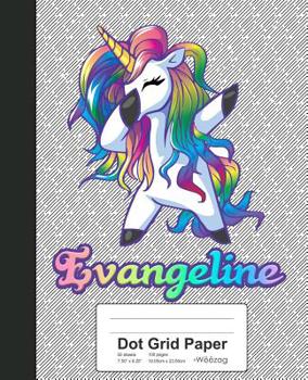 Paperback Dot Grid Paper: EVANGELINE Unicorn Rainbow Notebook Book