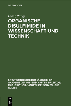 Hardcover Organische Disulfimide in Wissenschaft Und Technik [German] Book