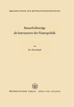 Paperback Steuerfreibeträge ALS Instrumente Der Finanzpolitik [German] Book
