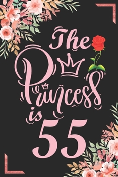 The Princess Is 55: 55th Birthday & Anniversary Notebook Flower Wide Ruled Lined Journal 6x9 Inch ( Legal ruled ) Family Gift Idea Mom Dad or Kids in Holidays - Marble & Red Love Flowers Cover