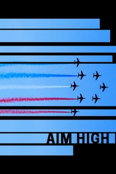 Airplane Aim High Collection Travel Lined Journal, College Ruled Notebook, Softcover Writing Notepad Gift, 120 Pages