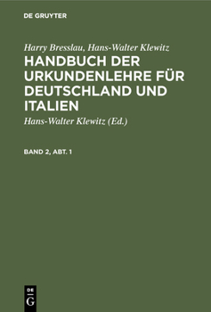 Hardcover Handbuch der Urkundenlehre für Deutschland und Italien [German] Book