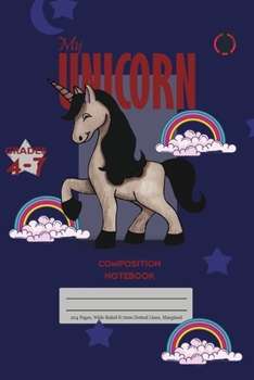 Paperback My Unicorn Primary Composition 4-7 Notebook, 102 Sheets, 6 x 9 Inch Blue Cover Book