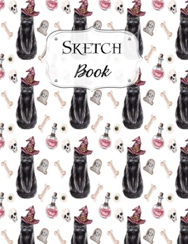 Paperback Sketch Book: Halloween - Sketchbook - Scetchpad for Drawing or Doodling - Notebook Pad for Creative Artists - Black Cat With Hat Book