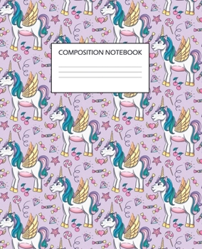 Paperback Composition Notebook: Wide Ruled Lined Paper / Unicorns Cover Book
