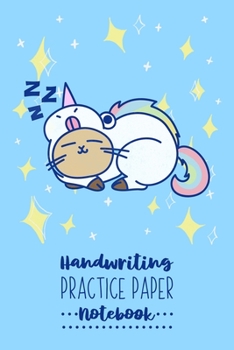 Paperback Handwriting Practice Paper Notebook: Blue & Unicorn Cat Handwriting Practice Workbook for Kids - Writing Paper Notebook with Dotted Line - 6x9 inches, Book