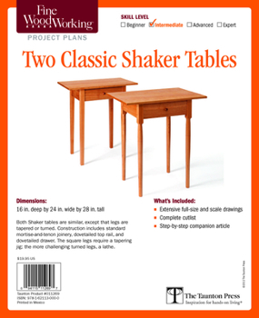 Paperback Fine Woodworking's Two Classic Shaker Tables Plan Book