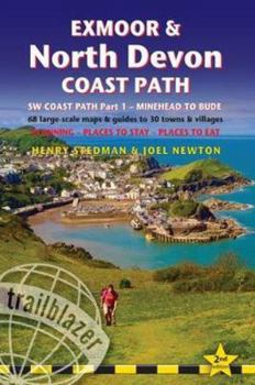 Paperback Exmoor & North Devon Coast Path: British Walking Guide: SW Coast Path Part 1 - Minehead to Bude: 68 Large-Scale Maps & Guides to 30 Towns & Villages - Book