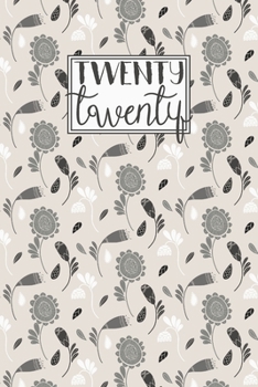 2020: Diary Planner Journal Organiser | Horizontal Week to View with Notes | Grey and Tan Folk Art Flowers Floral Pattern