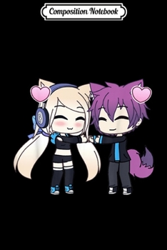 Composition Notebook: Cute Chibi style Kawaii Anime Girl and Boy Couple and Hearts Journal/Notebook Blank Lined Ruled 6x9 100 Pages